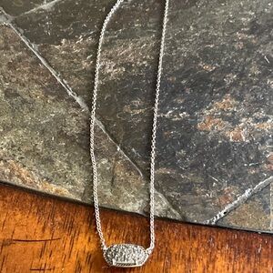 Kendra Scott Silver Necklace with Pave Pendant